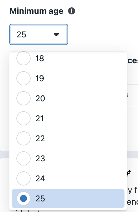Advantage+ Audience Age Minimum